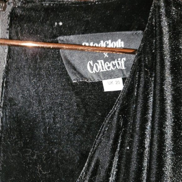 Black Velvet Modcloth x Collectif Wrap Dress with Slit-Size 16 - Picture 4 of 5